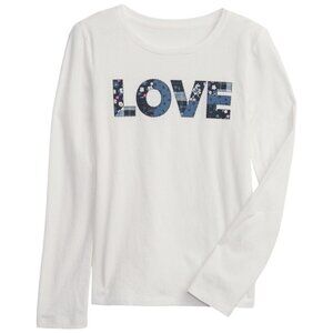 GAP Girls Graphic Long Sleeve T-Shirt Size: XS Color: Off White